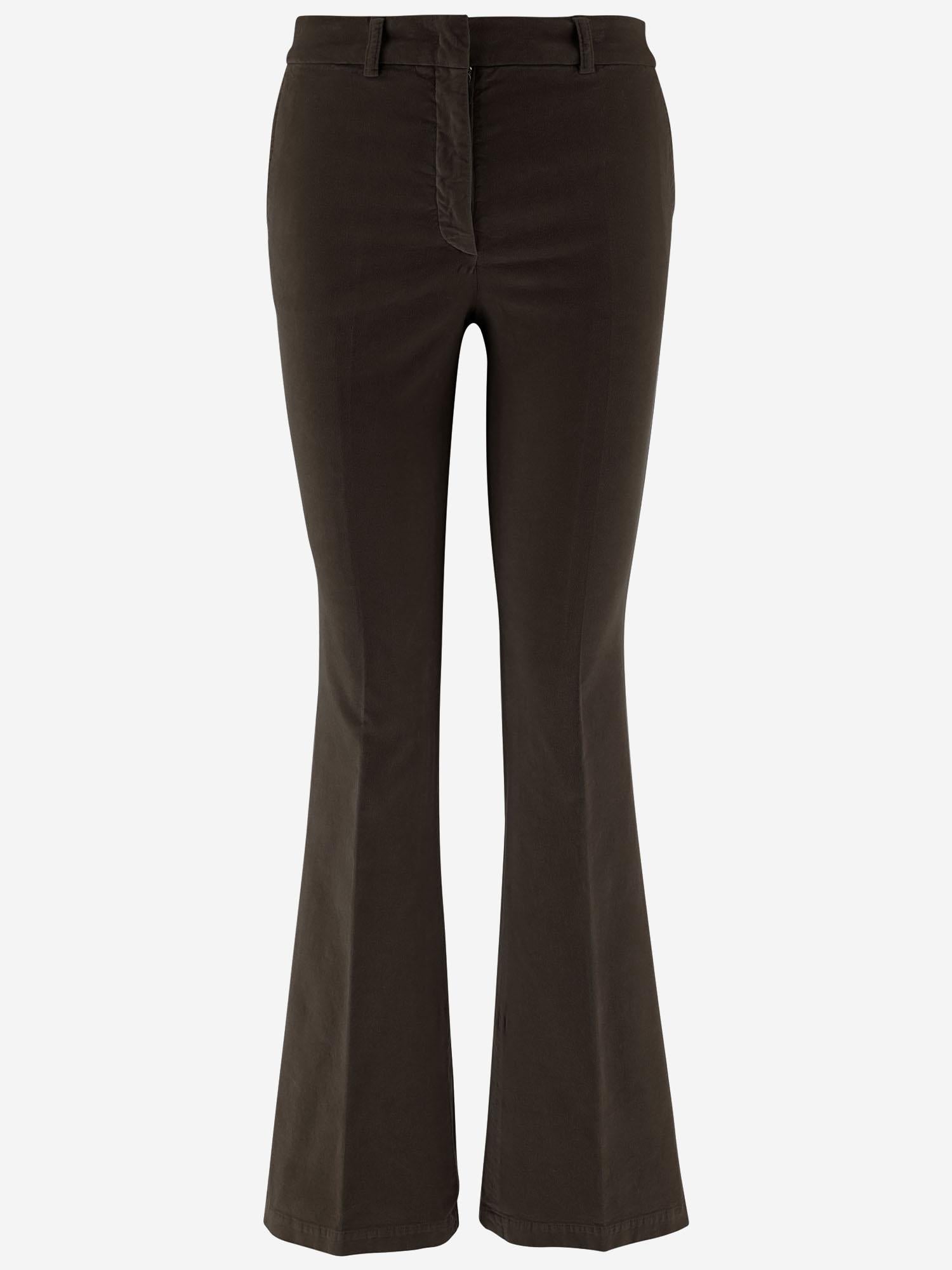 Stretch Cotton Velvet Trousers — Brown