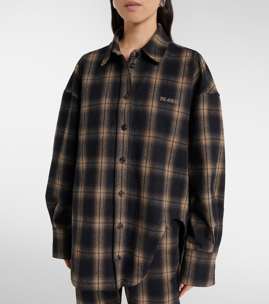 Checked oversized cotton flannel shirt