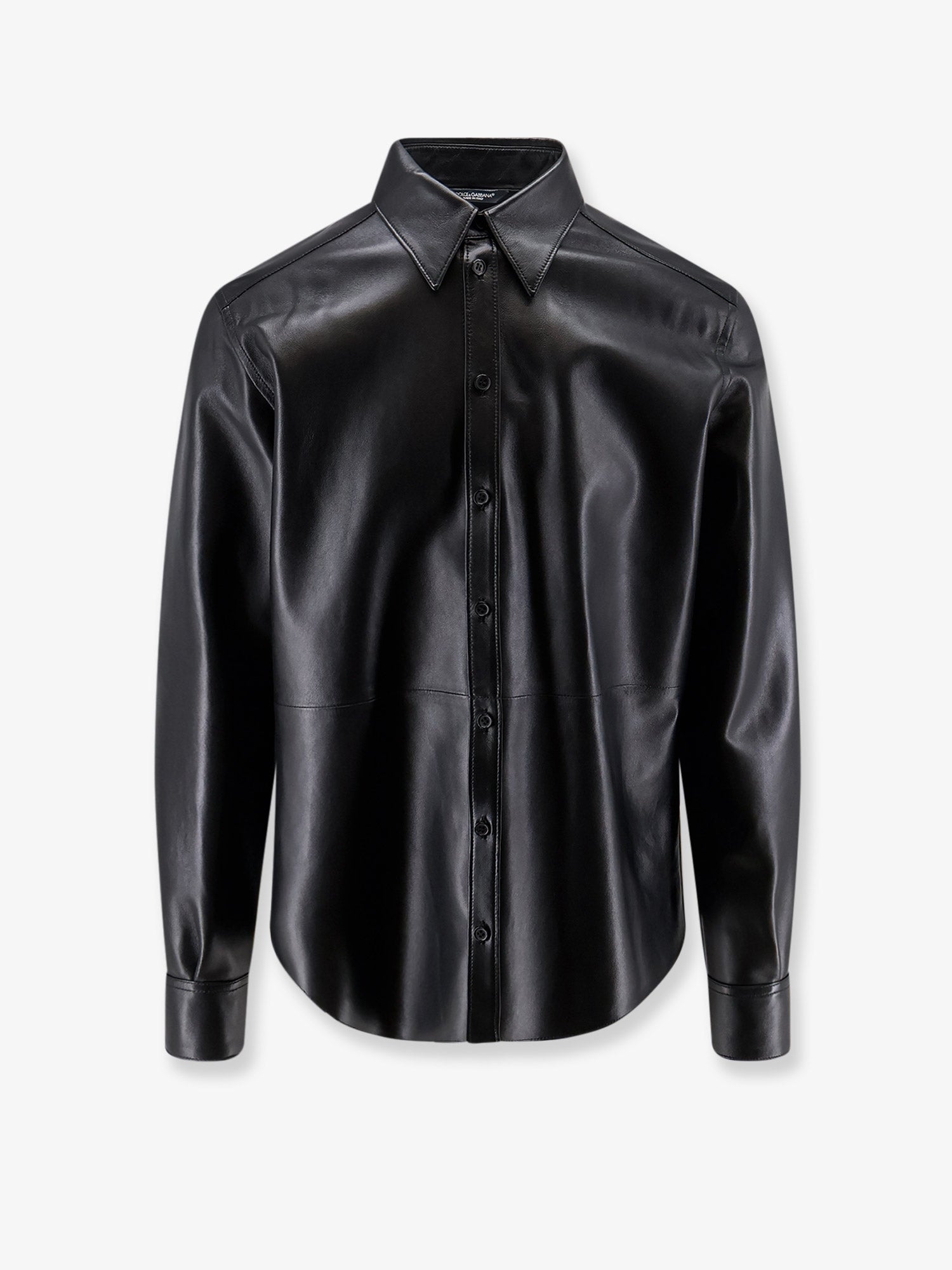 Leather Shirt Jacket — Black