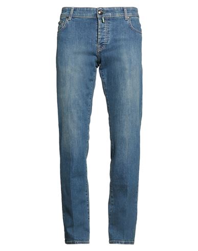 Man Jeans Blue Size 40 Cotton, Elastane