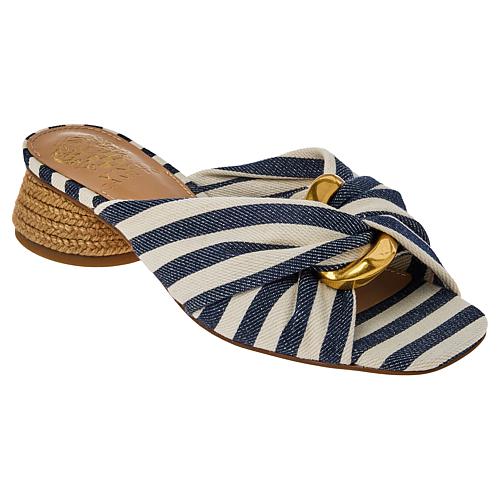 Liane Ornamented Slide Sandal - Sapphire Stripe