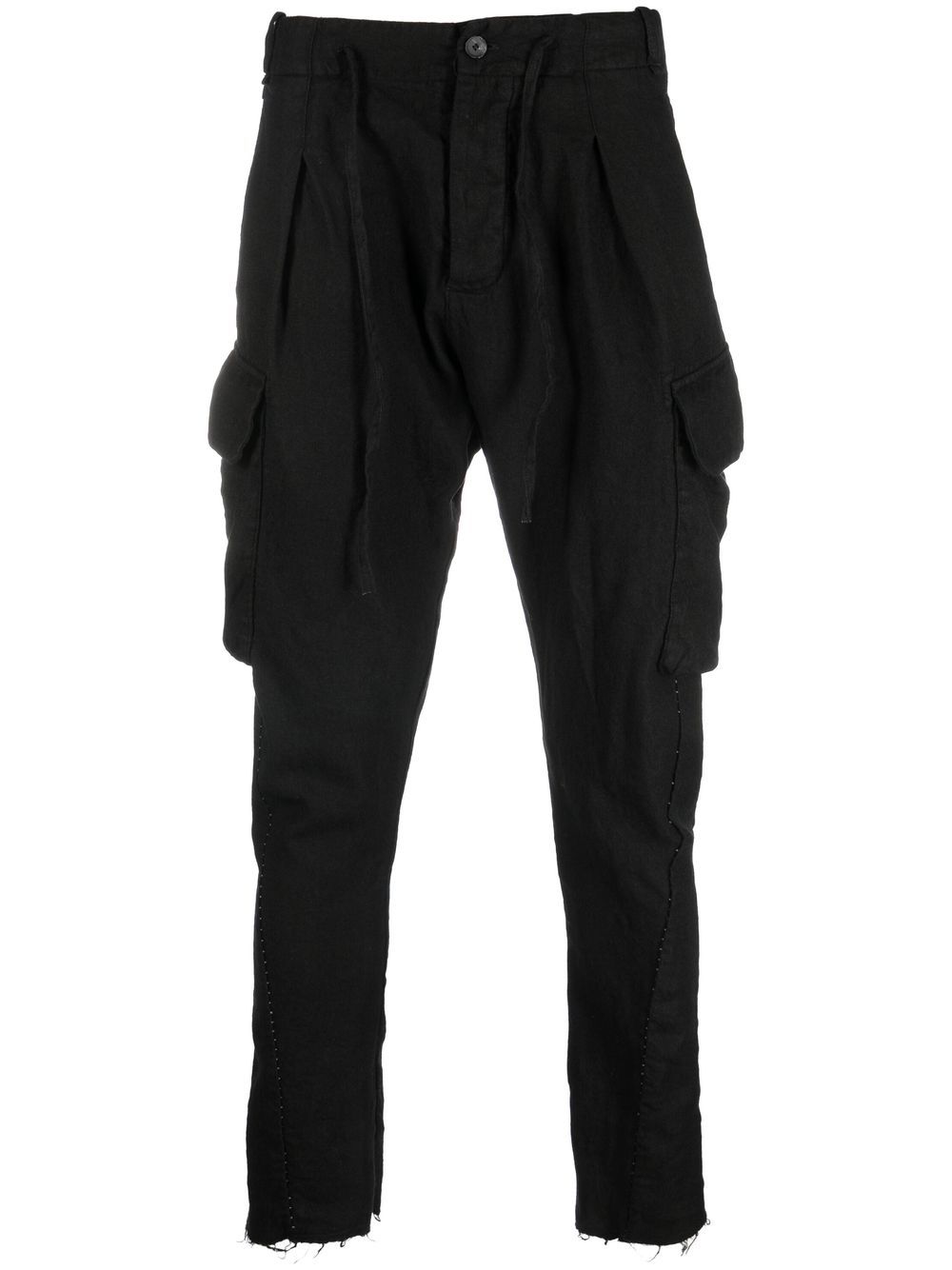 Drawstring tapered trousers - Black