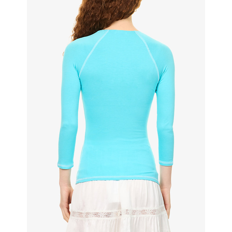 Womens Susie Half-Sleeve Stretch-Woven Top