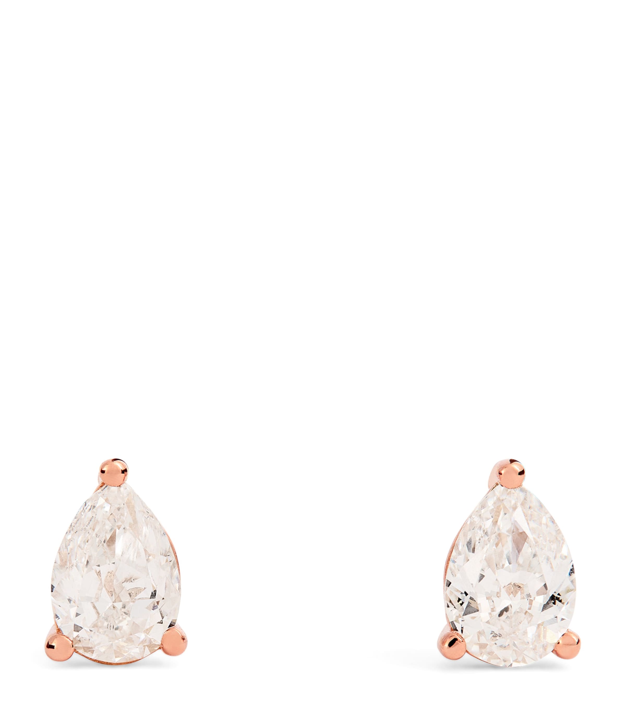 Rose Gold and Diamond Pear Stud Earrings