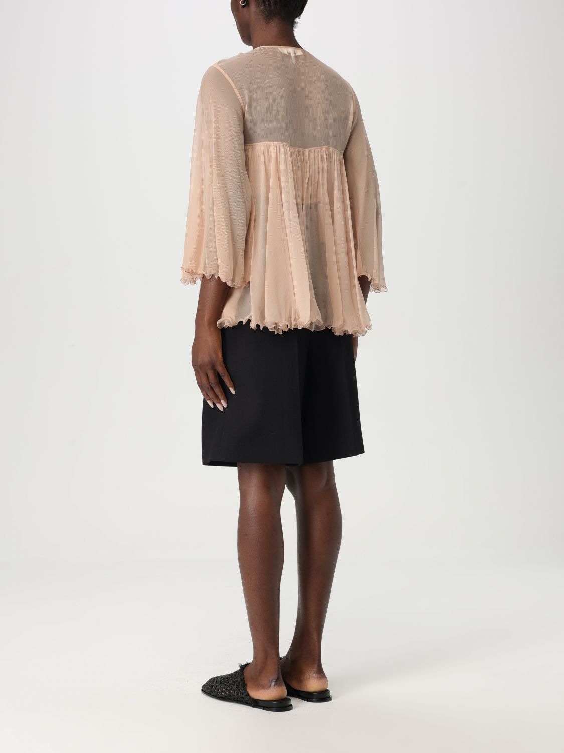 Pleated silk top - Neutrals