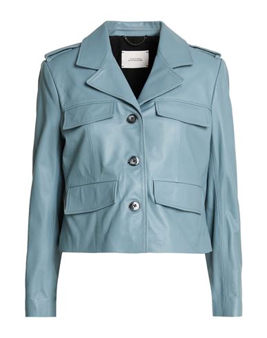 Woman Jacket Slate blue Size 4 Lambskin