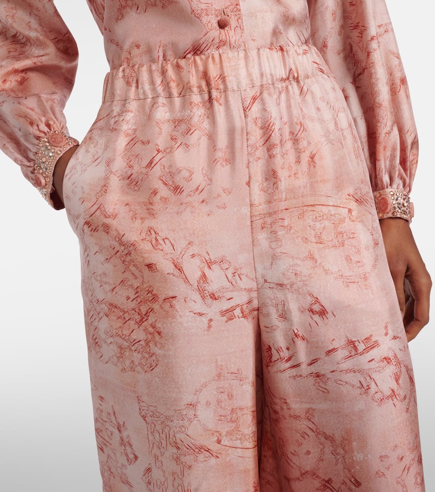 Zirlo printed silk twill wide-leg pants