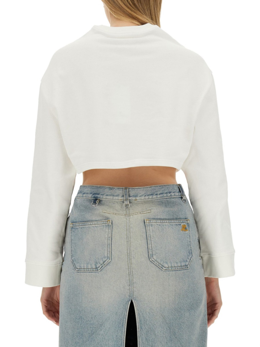 White Solid Crew Neck Sweatshirt