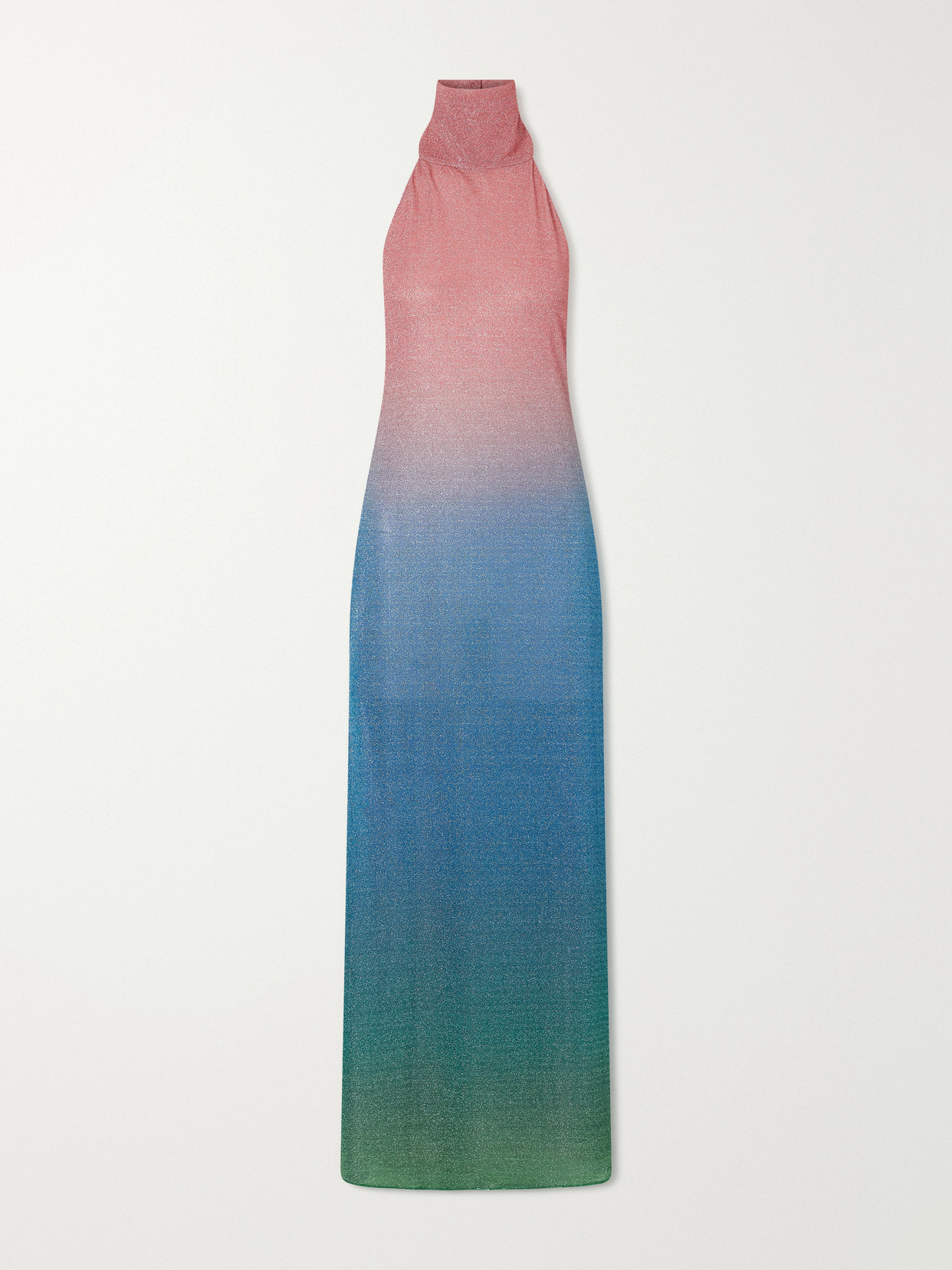 Lumière Candy Ombrè Metallic Stretch-knit Halterneck Maxi Dress - Multi