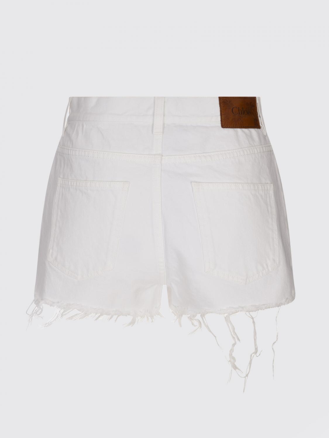 Frayed-hem denim shorts - White