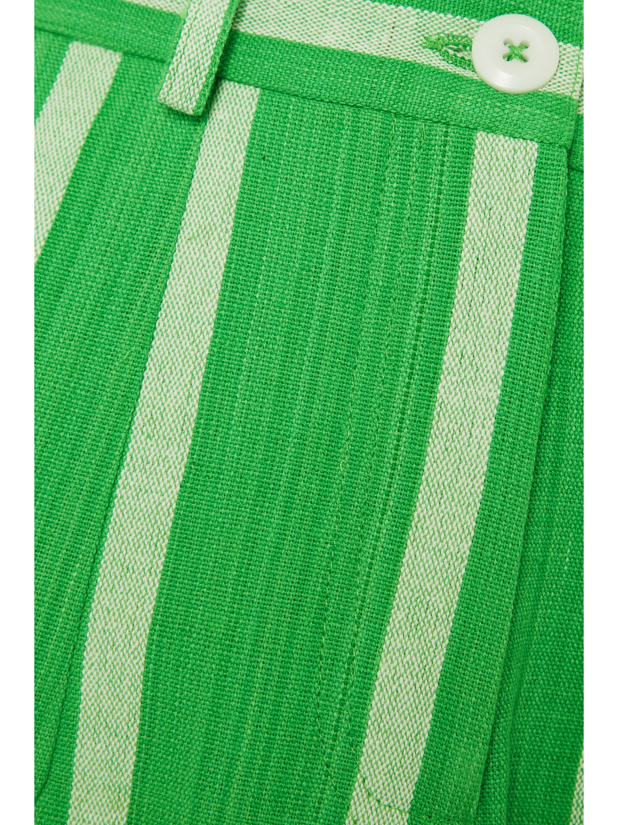 Maryjo Striped Cotton Wide-leg Pants - Green