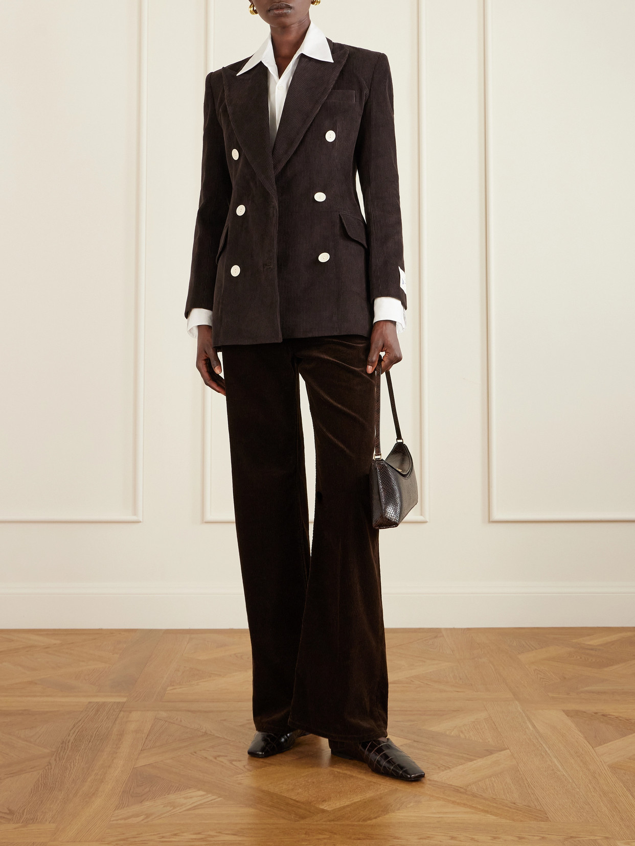 S. S. Daley - Eilidh Double-breasted Cotton-corduroy Blazer - Brown