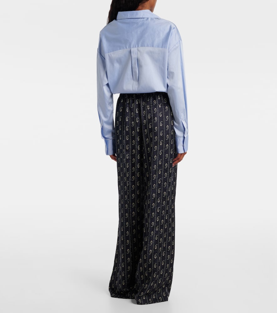 Paisley jacquard wide-leg pants