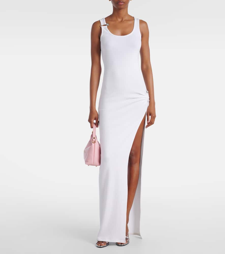 Safety Pin draped cotton-blend maxi dress