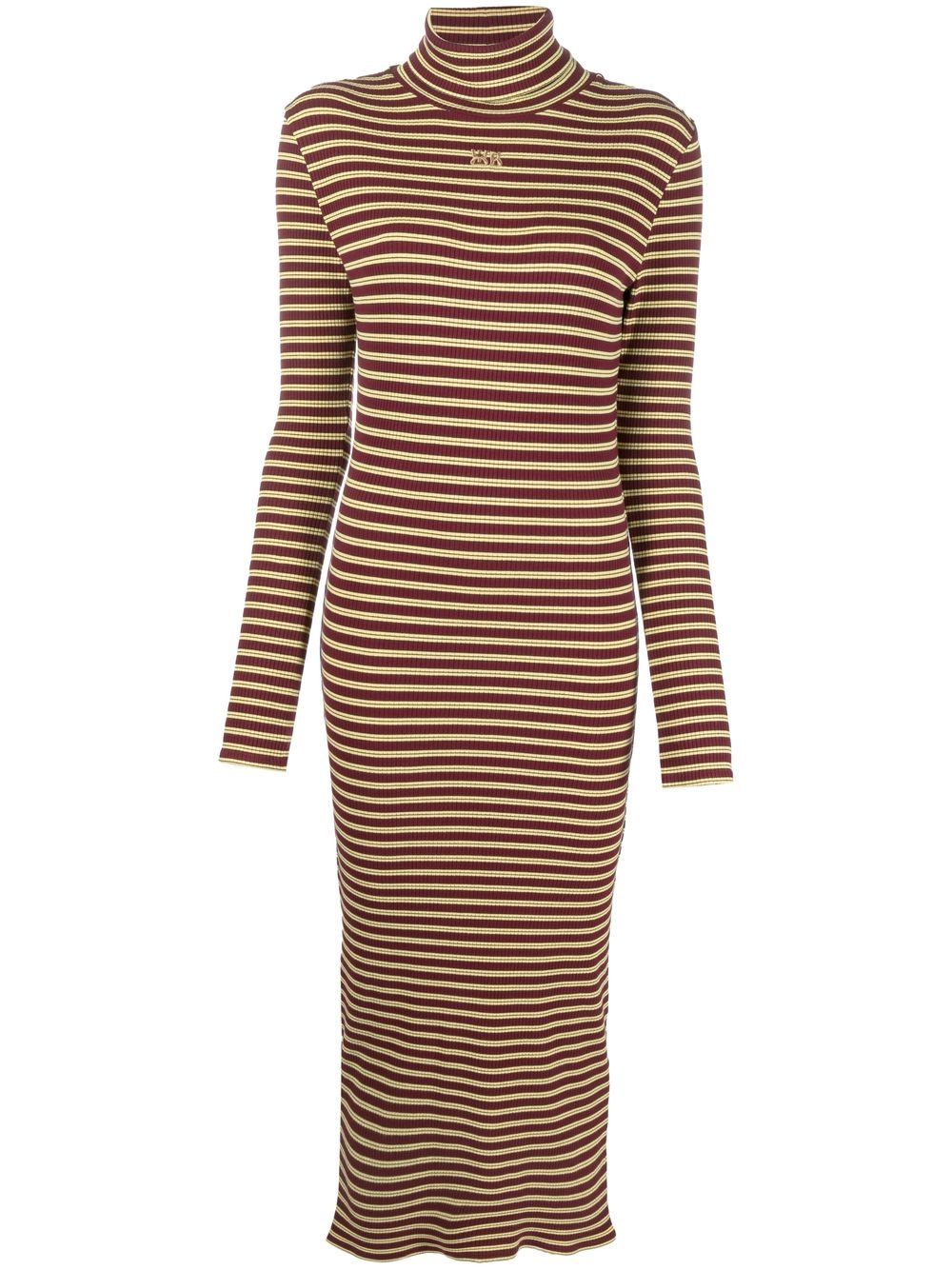 Striped roll neck knitted dress - Black