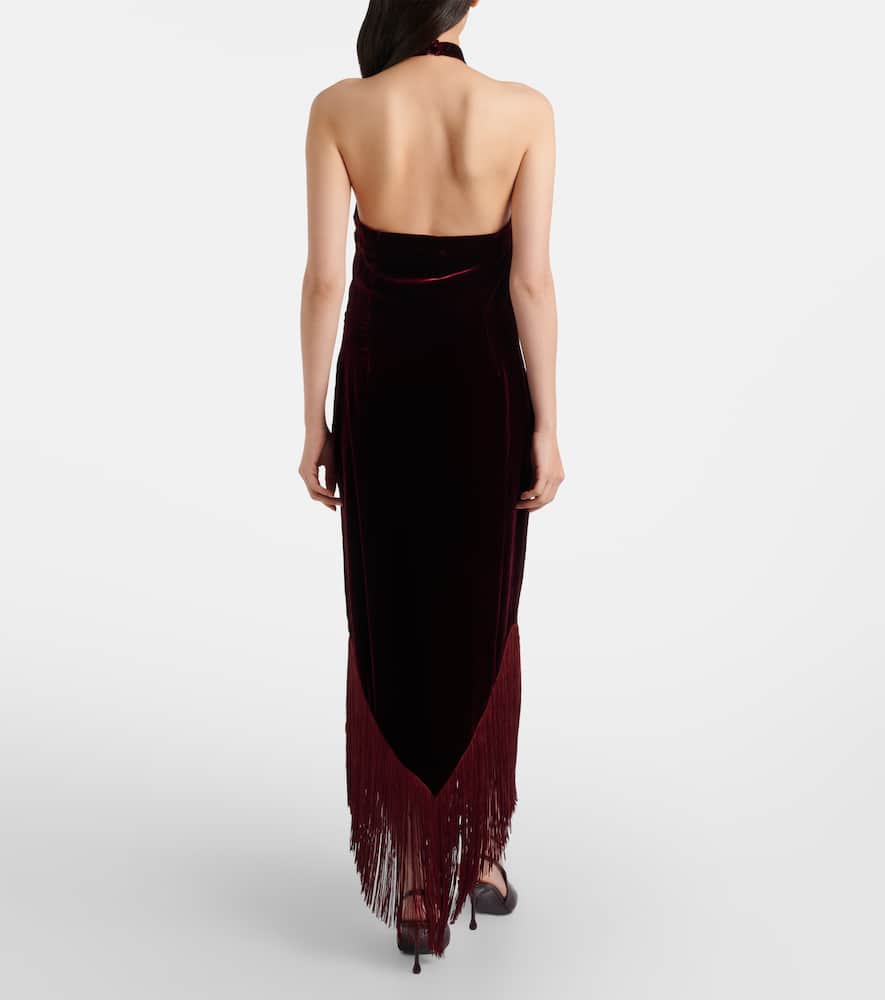 Nina fringed velvet maxi dress