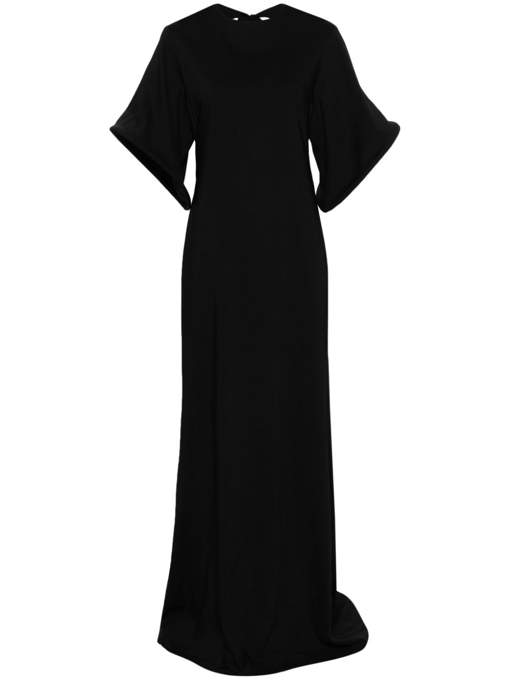 Bell-sleeve open-back maxi dress - Black