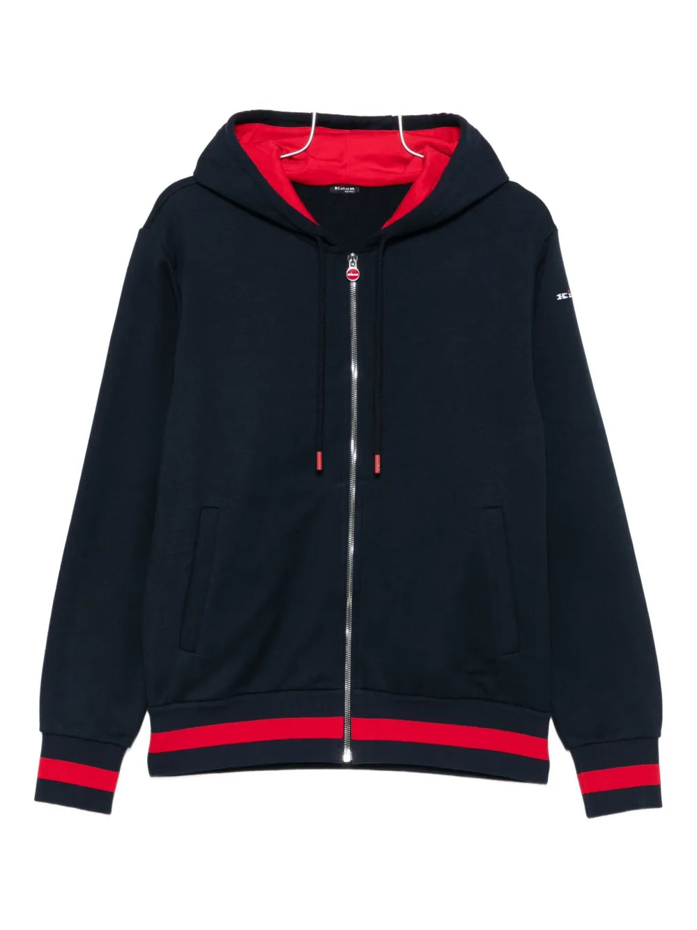 Contrast-Band Cotton Sweatshirt — Navy