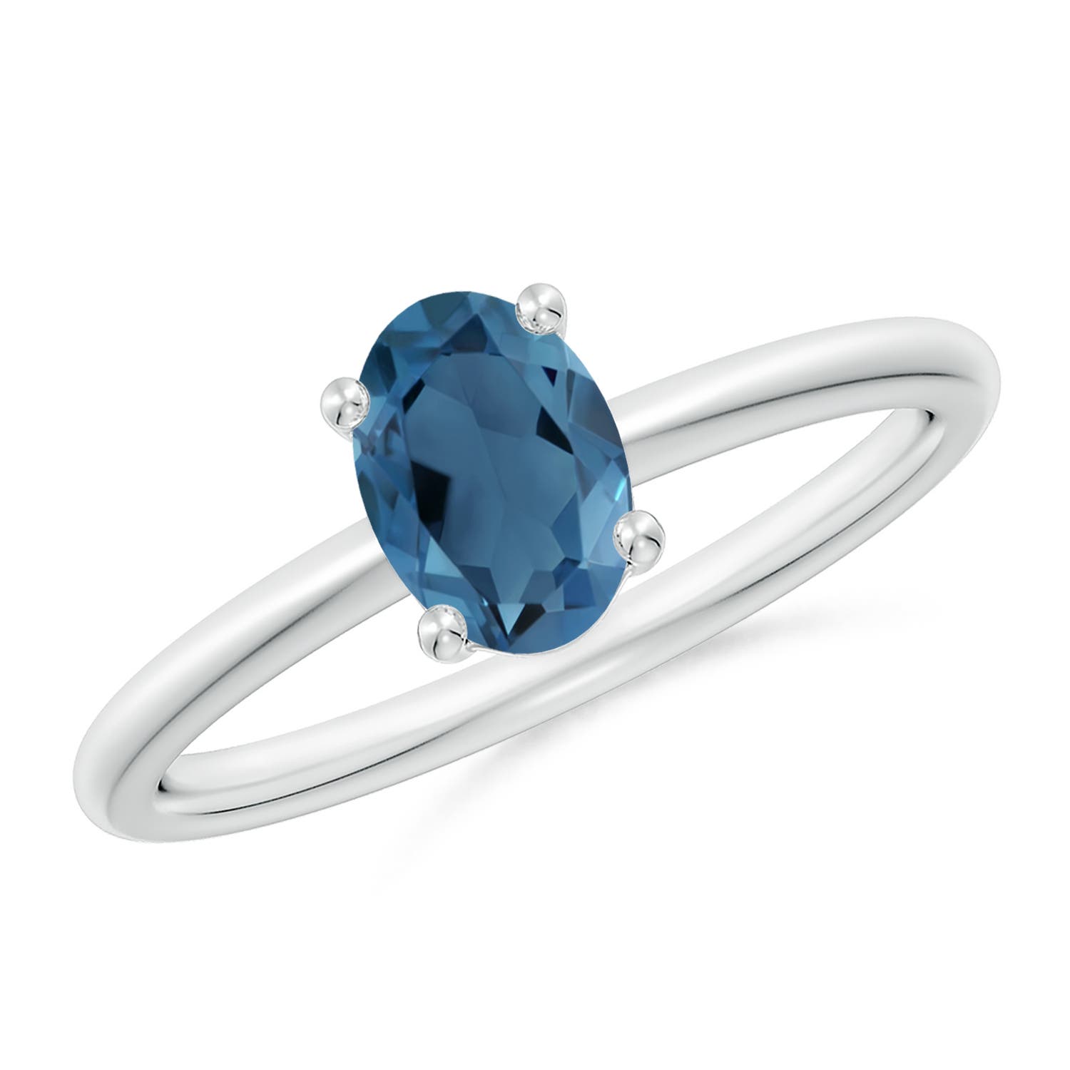 Angara 0.95 Carat Classic Solitaire Oval London Blue Topaz Promise Ring in Platinum
