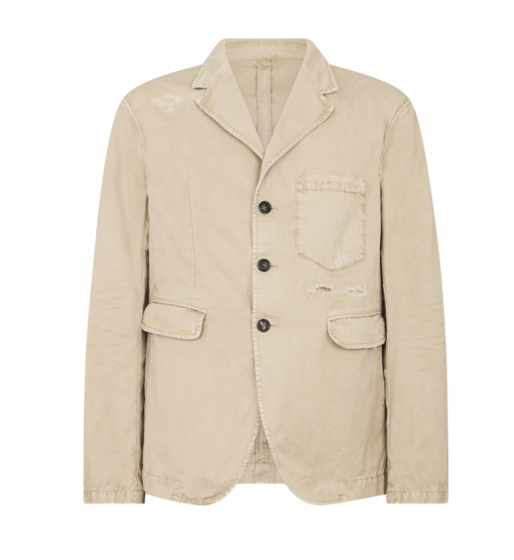 Dsquared2 - jacket distressed detailing front pockets notched lape