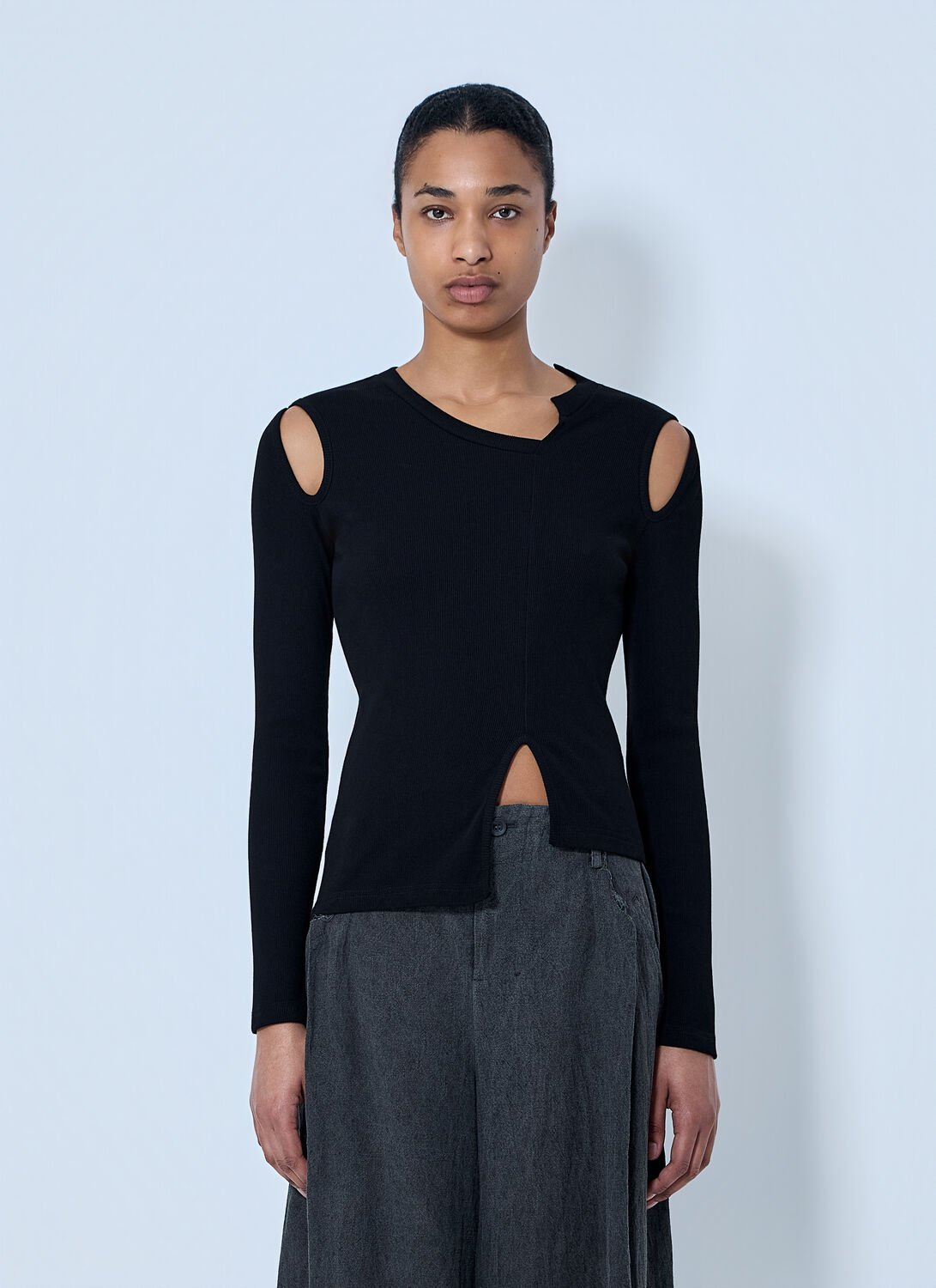 Asymmetric Long Sleeve Tee - Woman T-shirts Black It
