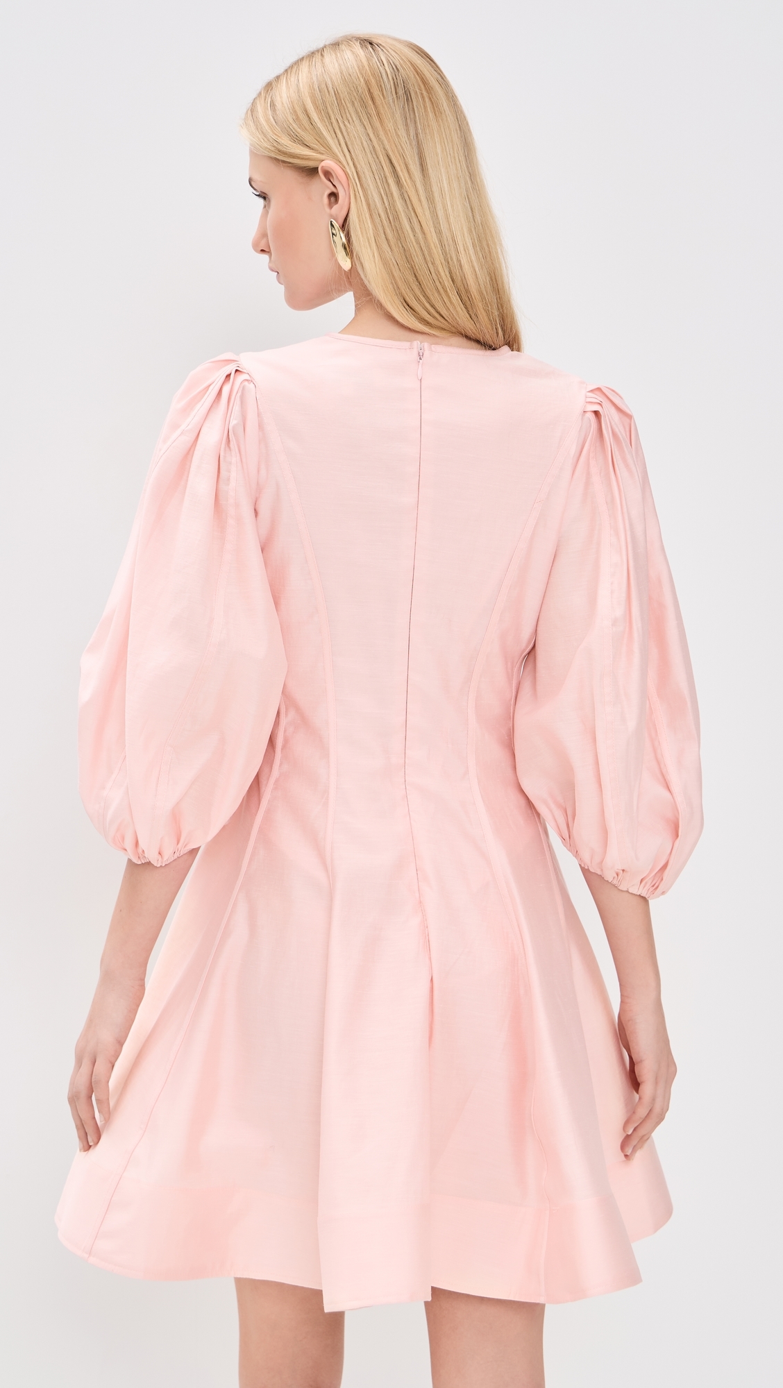 Puff Sleeve Flare Mini Dress Pink