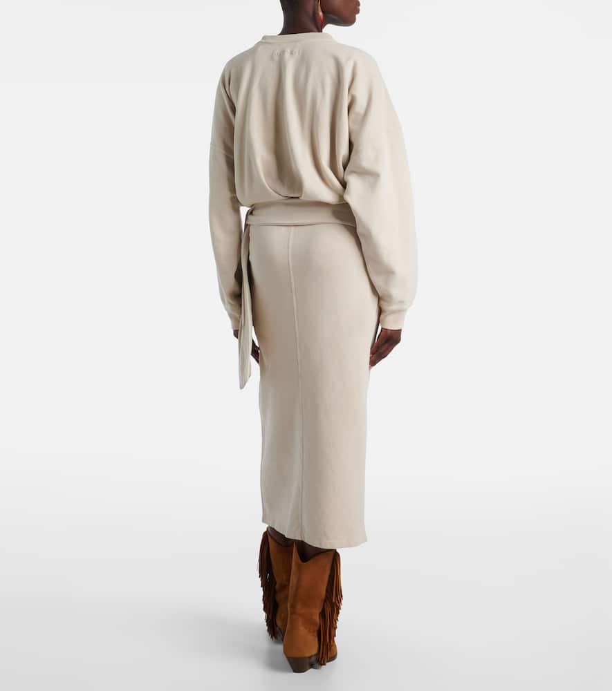 Draped cotton jersey sweatshirt dress