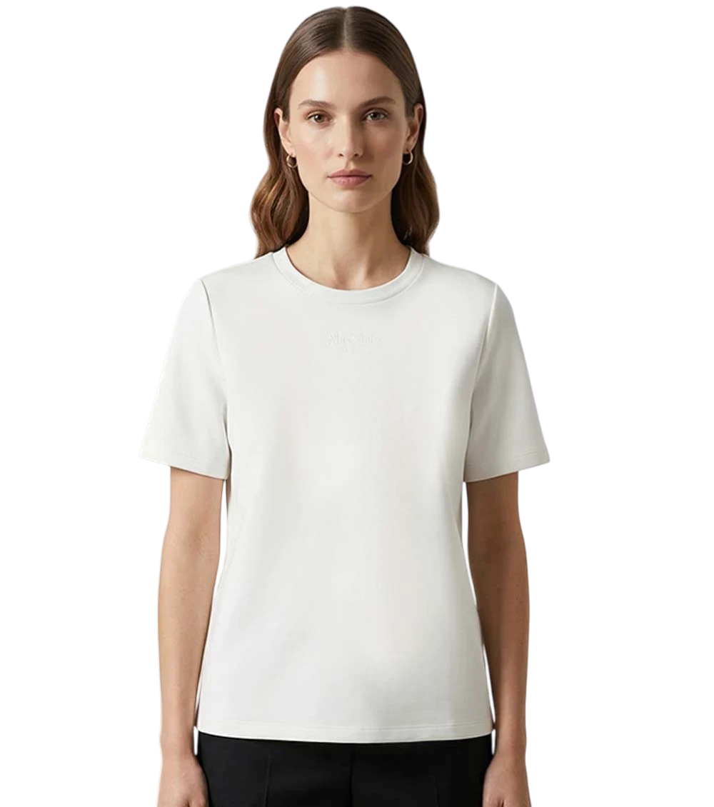 White Round Neck Logo T-shirt