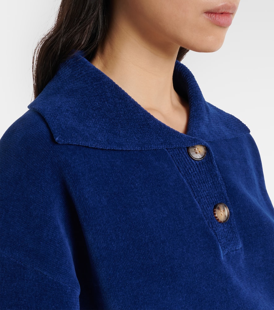 Cropped cotton-blend velvet sweatshirt