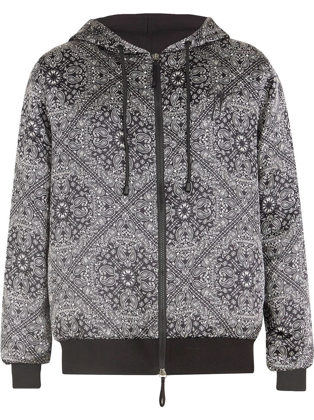 Paisley print hooded jacket - Black