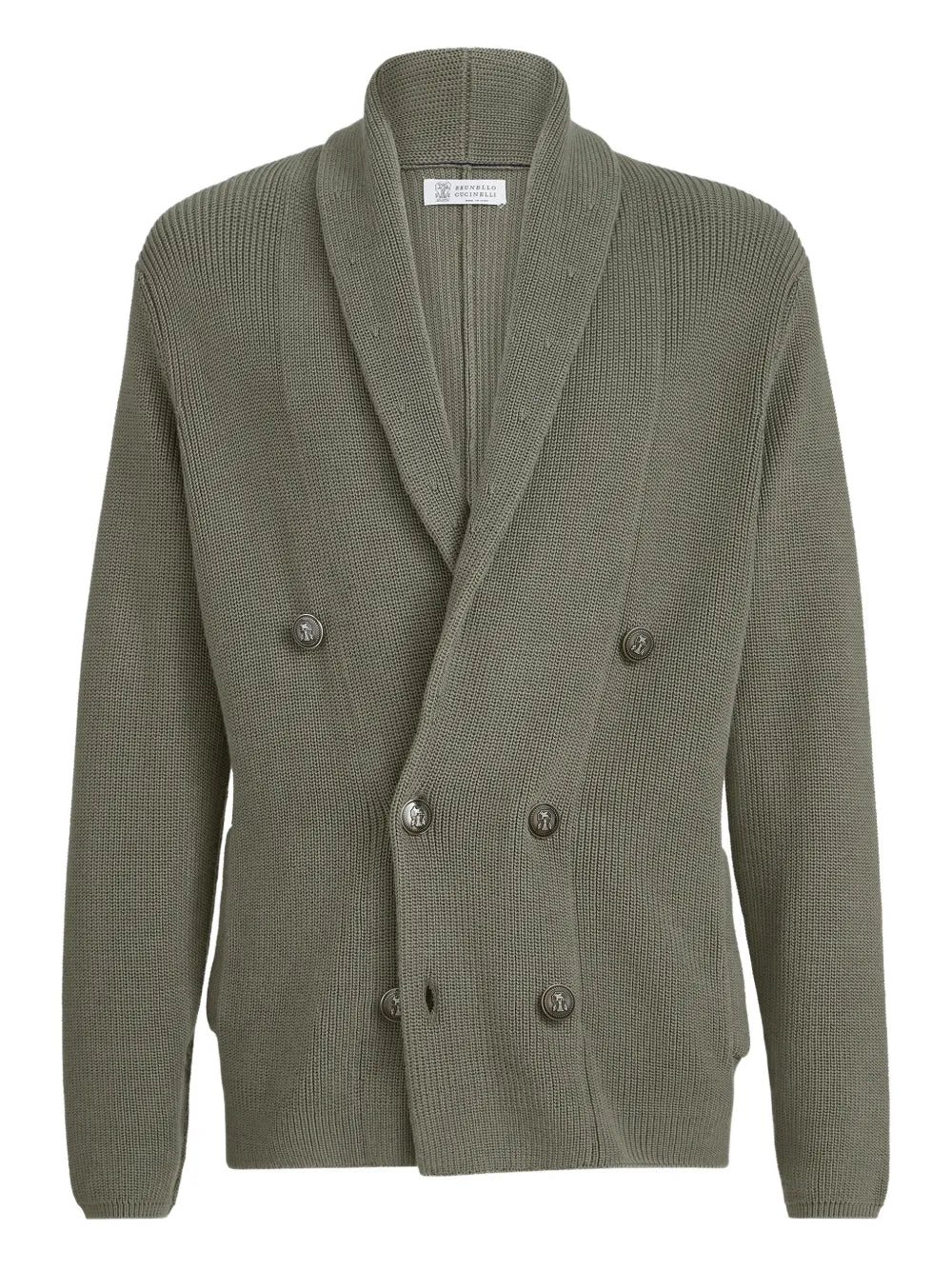 Ribbed Cotton Cardigan — Green