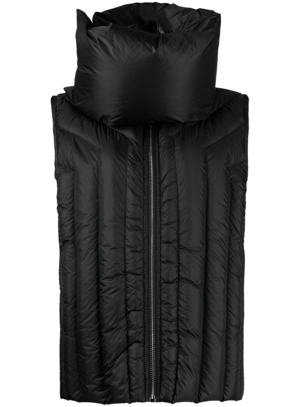 Funnel-neck quilted down gilet - Black