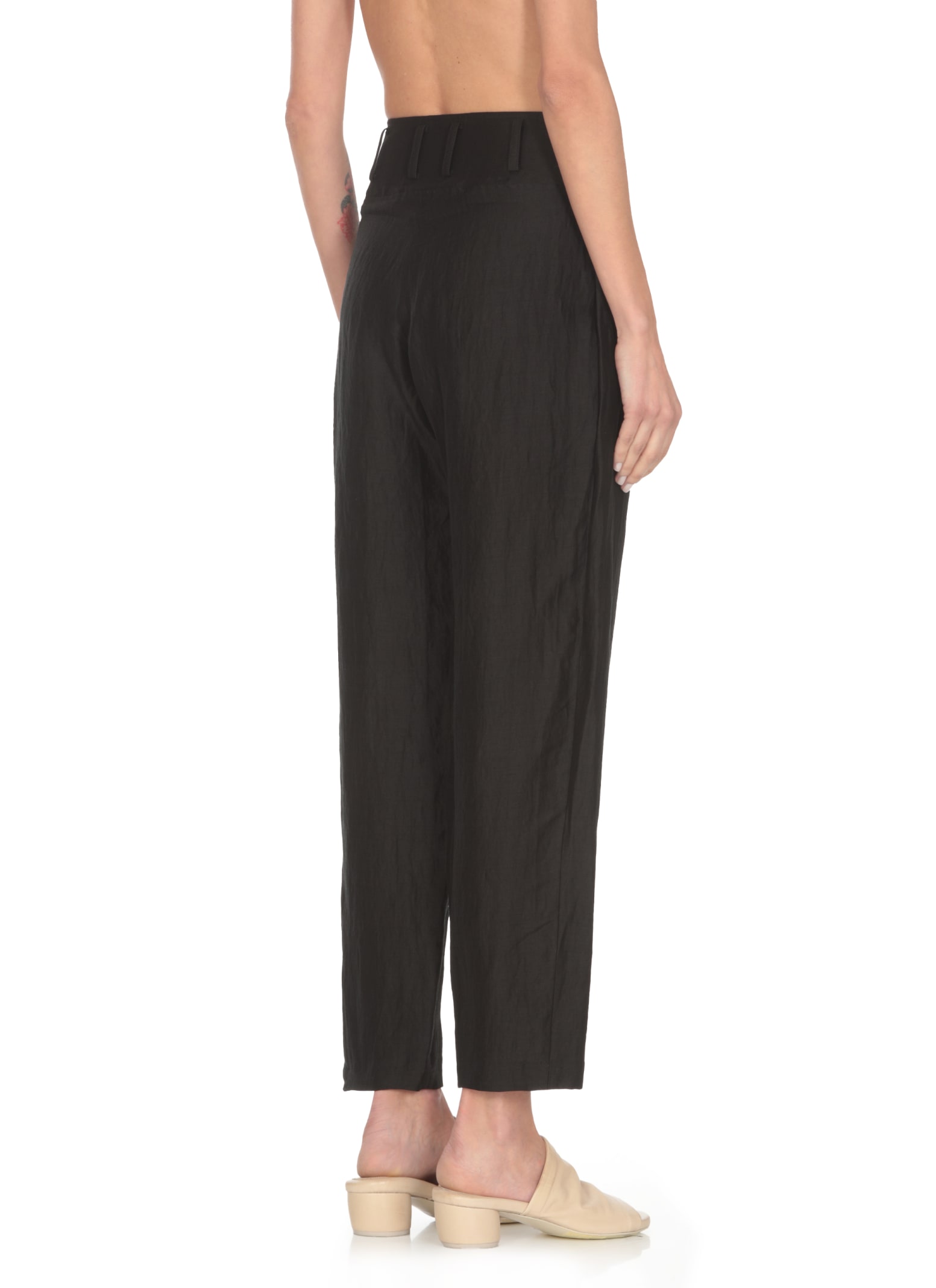 Crease-effect tapered trousers - Black