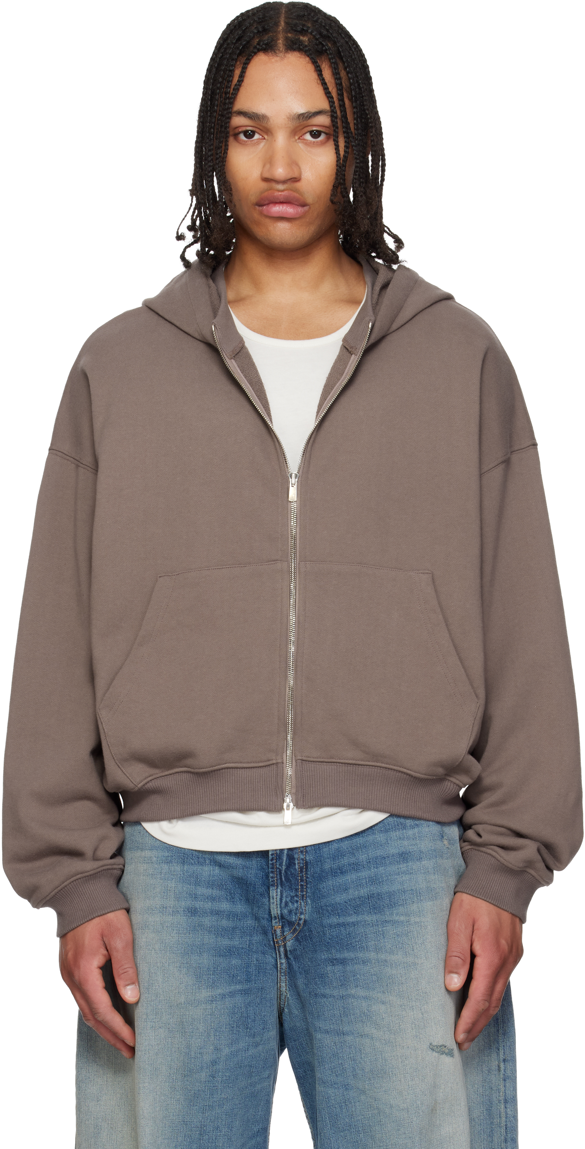 Brown RH Zip Up Hoodie