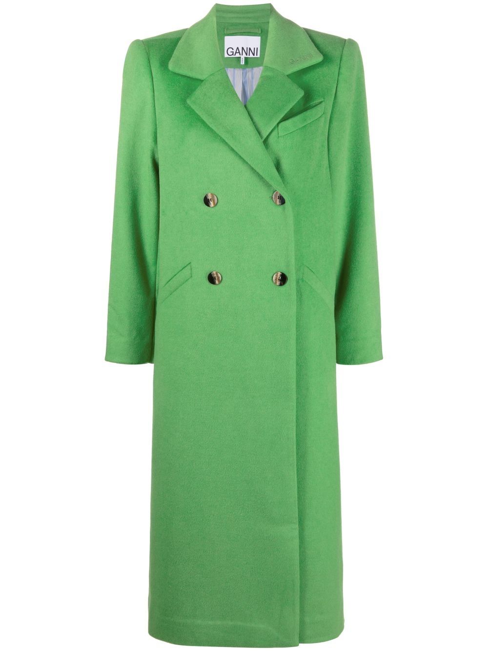 Double-breasted button-fastening coat - Green