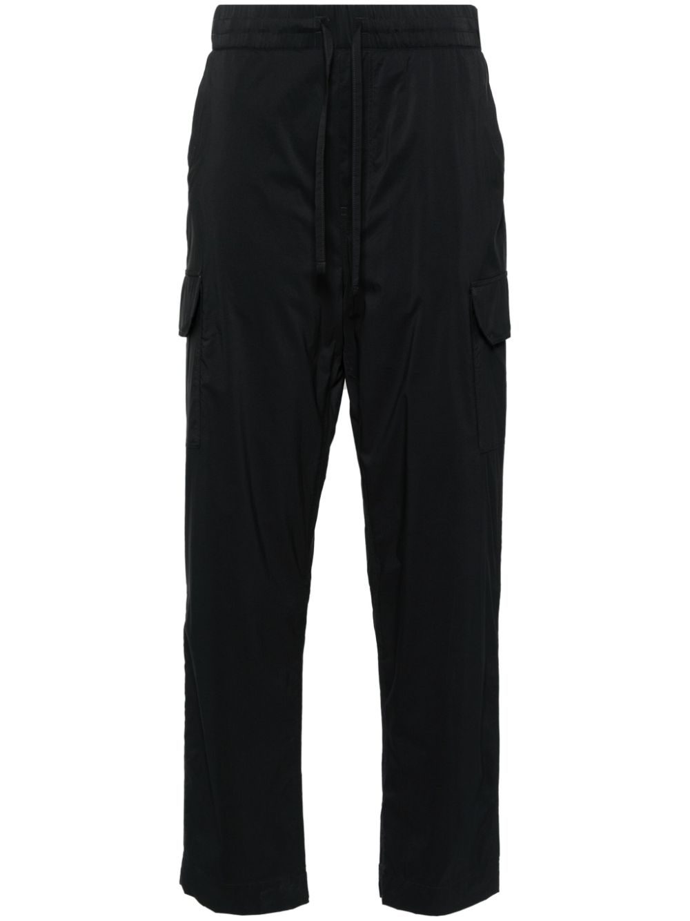 Elasticated-waist straight-leg trousers - Black