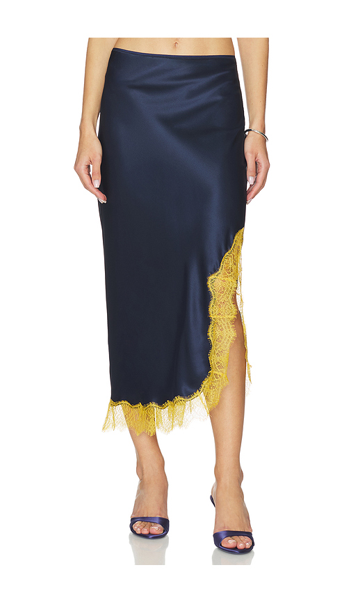 La Ligne Lace Slip Skirt in Navy. L. Also in