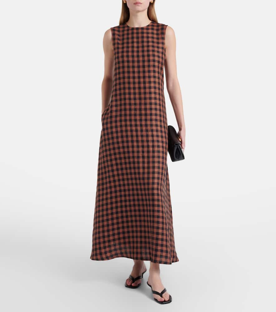 Tallin gingham linen maxi dress