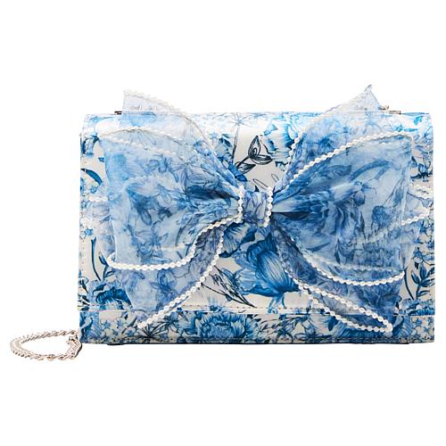 Faux Pearl-Trimmed Bow Crossbody Bag