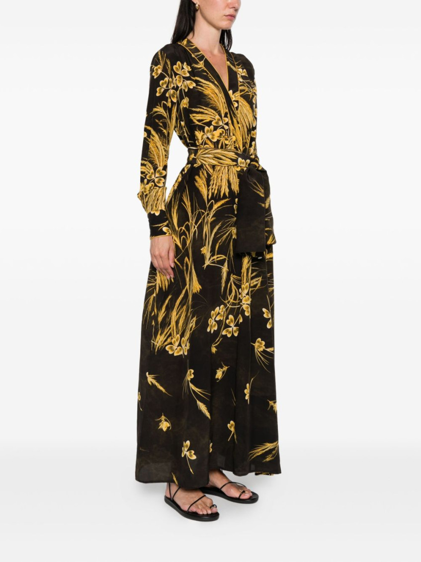 Brown Floral-print Maxi Dress
