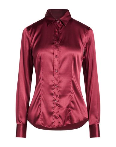 Woman Shirt Burgundy Size 10 Silk, Elastane