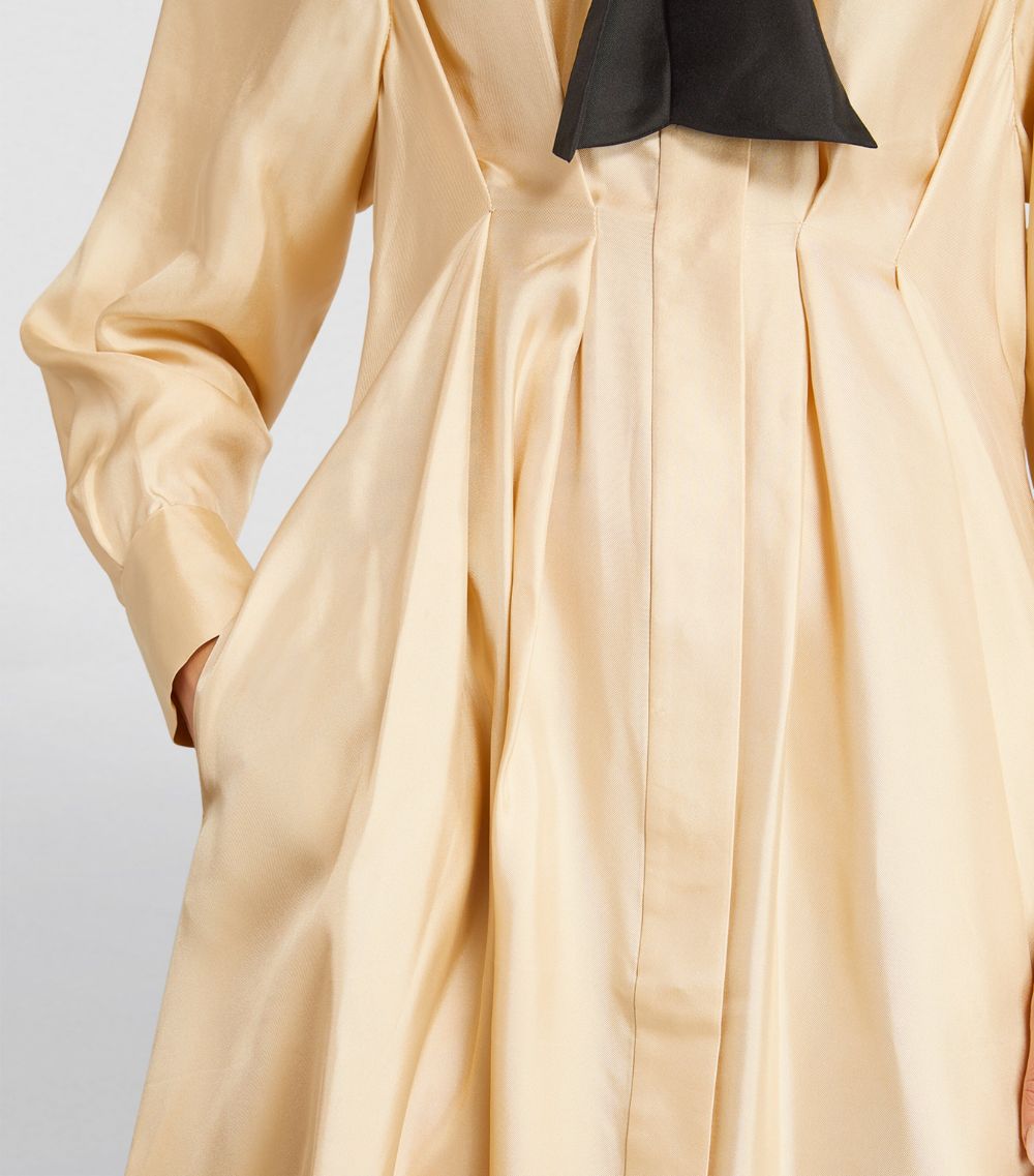 Silk Draped Shirt Dress