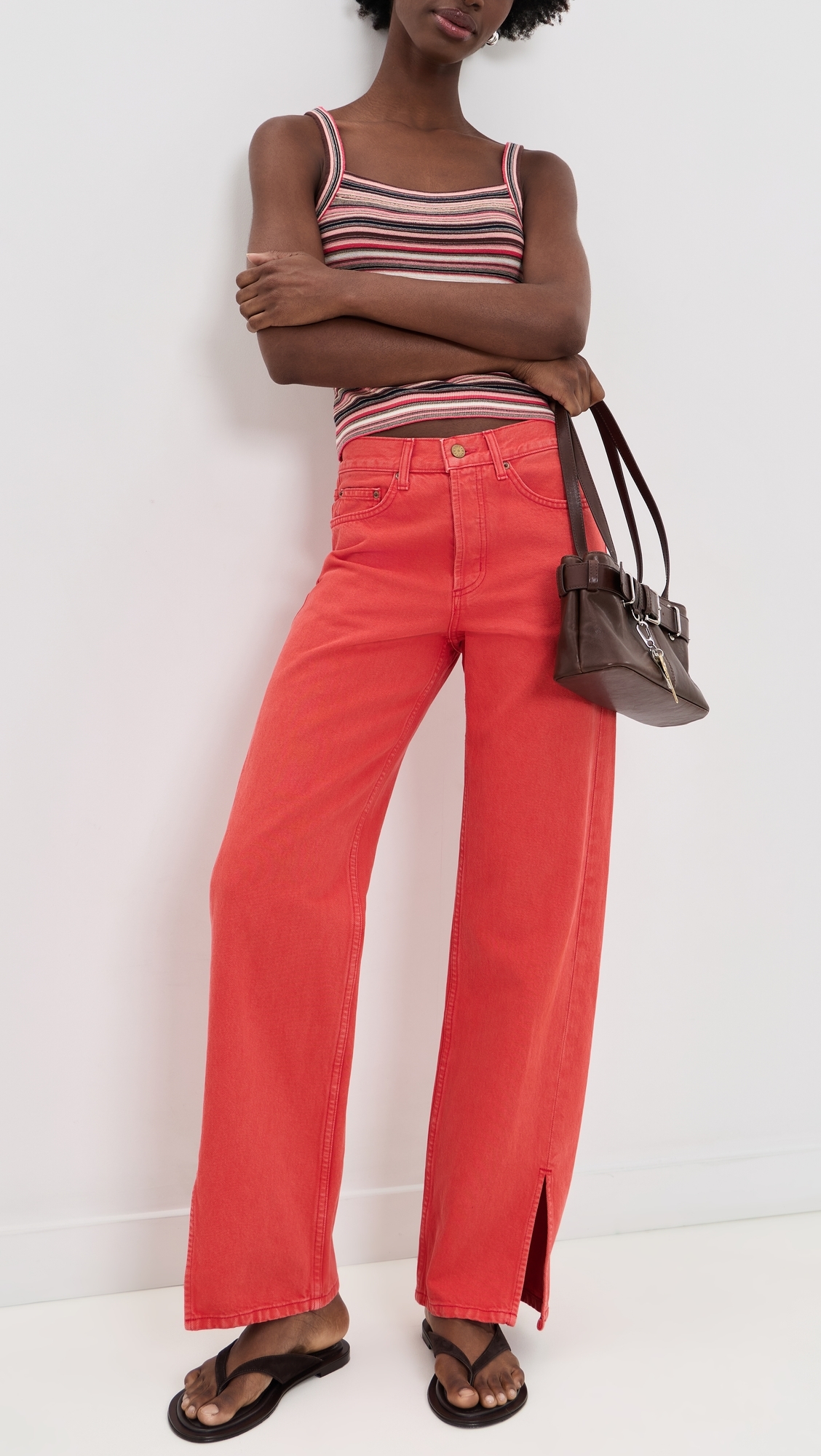 Charlot Split Hem Jeans Faded Tomato Overdye