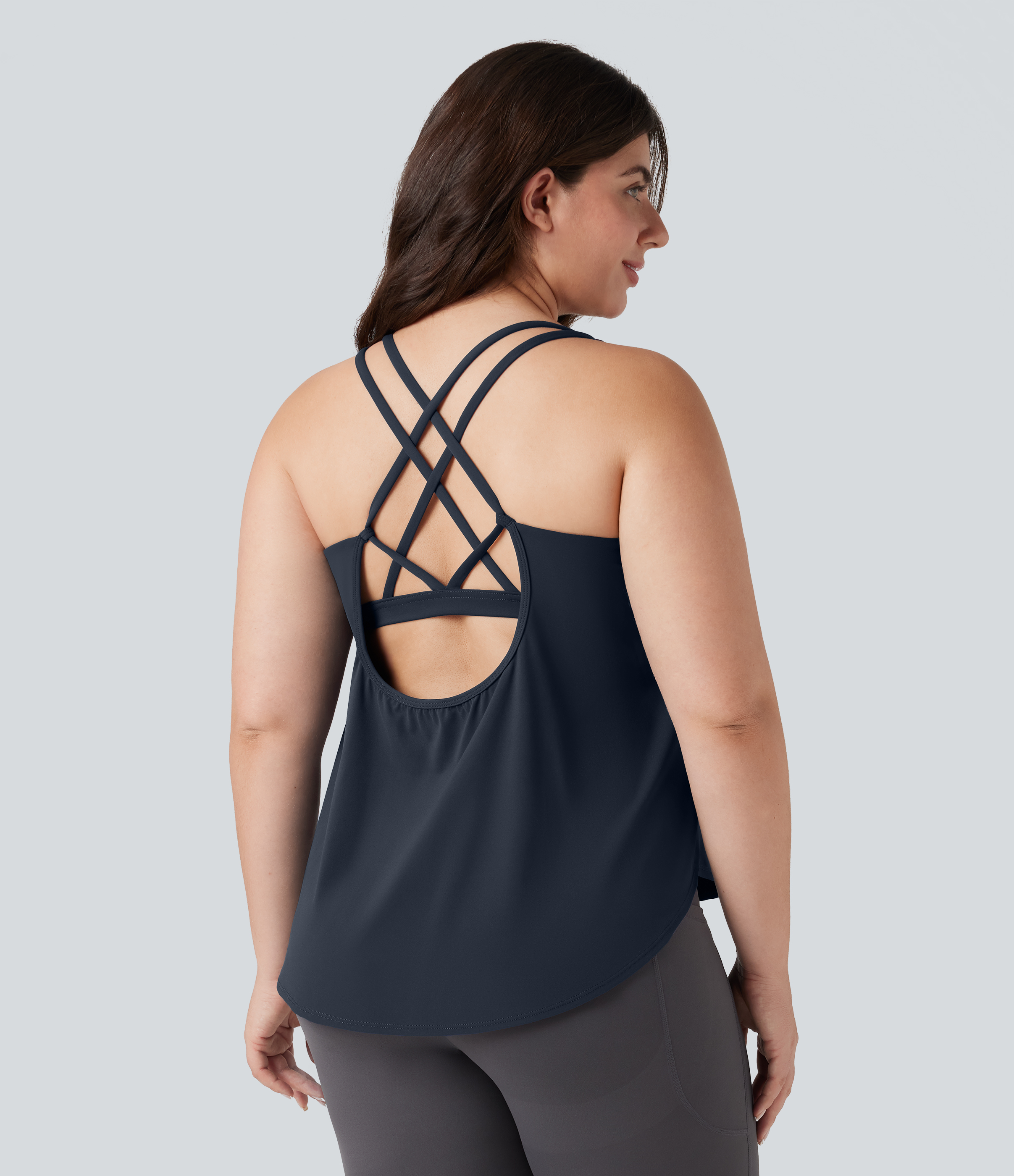 Halara Plus Halara UltraSculpt™ Round Neck Curved Hem Running Tank Top - Carbon - 3X