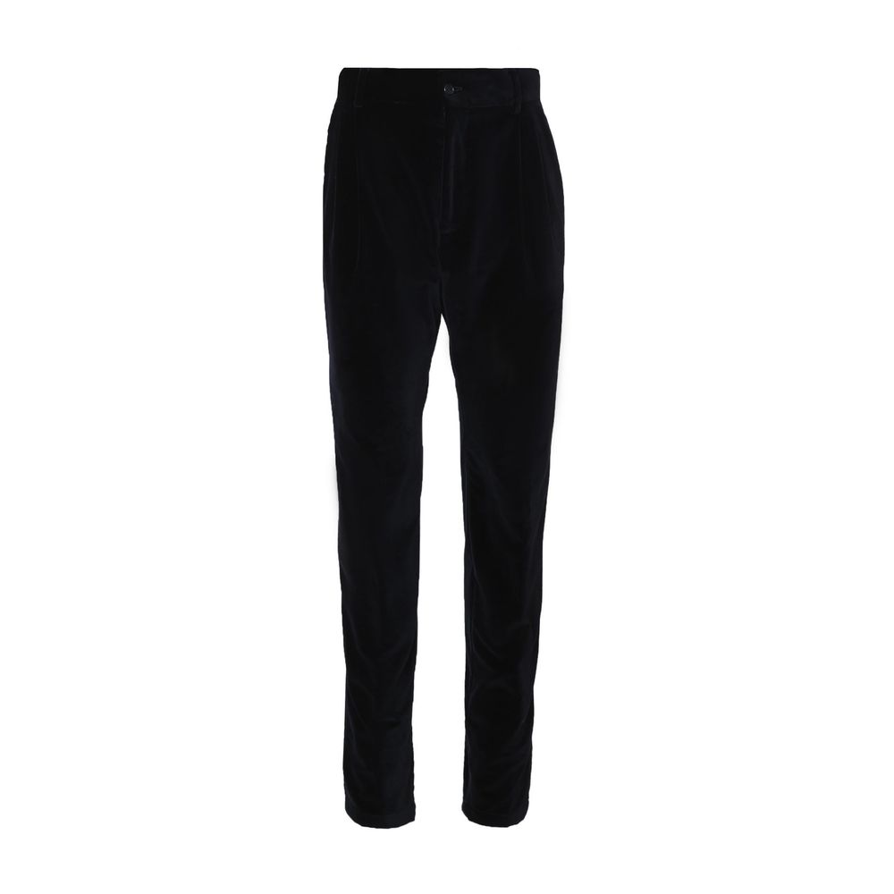 High-Waist Cotton Trousers — Black