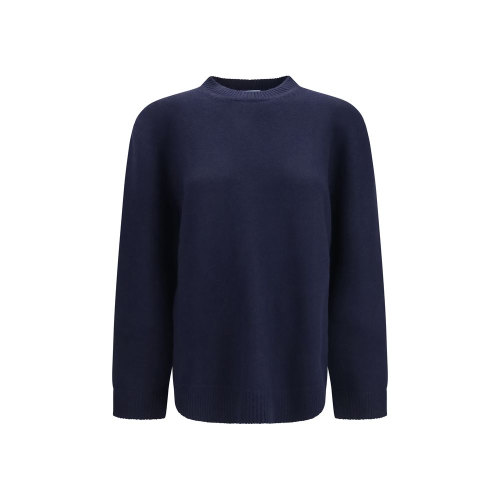 Wool with Suede Elbow Patches Sweater — Navy