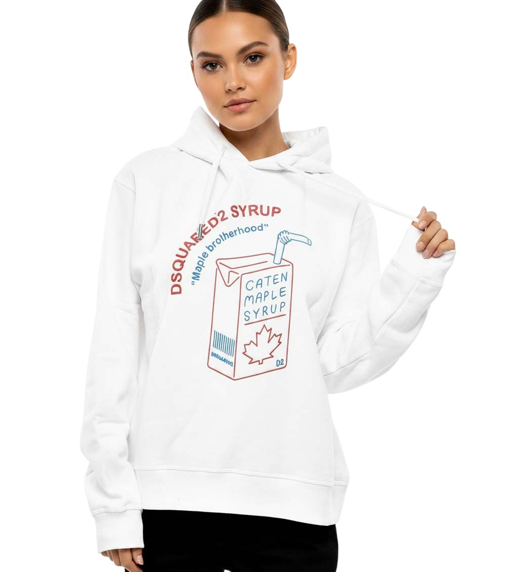 White Graphic Hood Sweatshirt