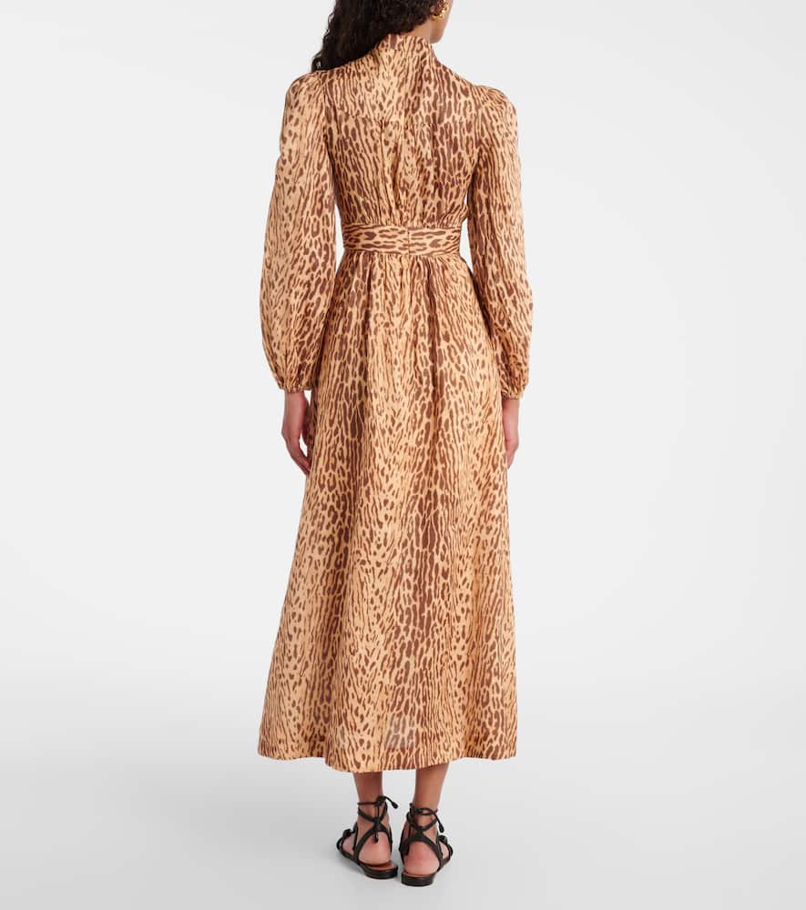Cascadian leopard-print linen midi dress
