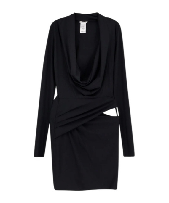 Off-shoulder long-sleeve mini dress
