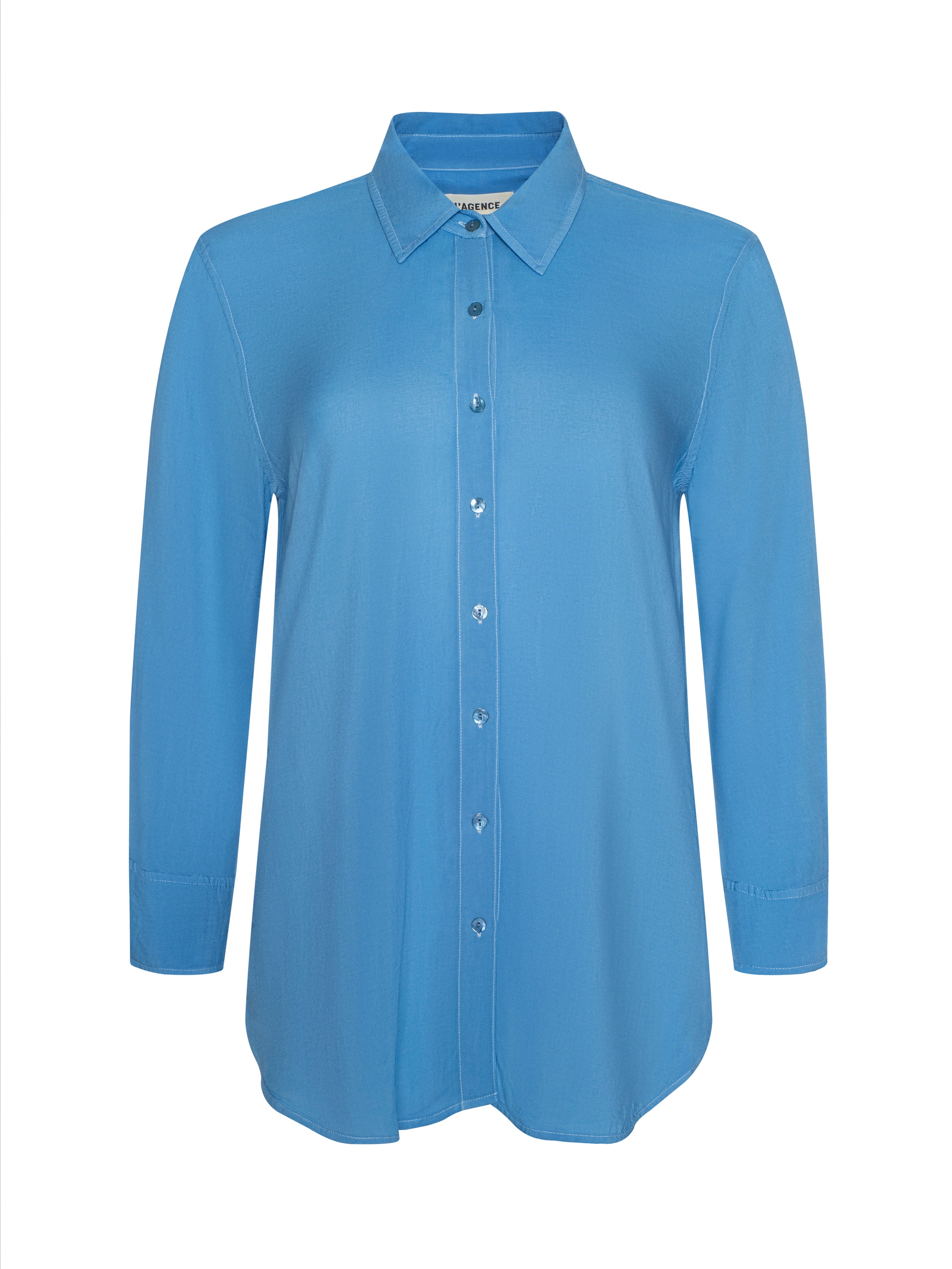 Marlene Blouse Top In Allure Blue/white Contrast